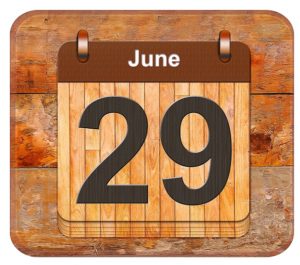 Calendar with the date of June 29.