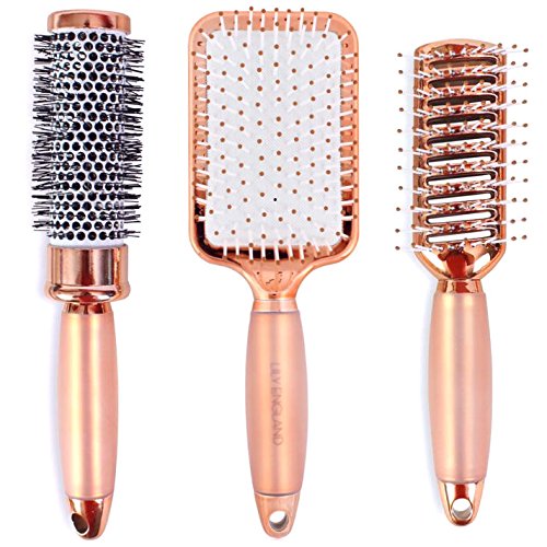 Luxueux set de brosses à cheveux or rose lily england - coffret cadeau