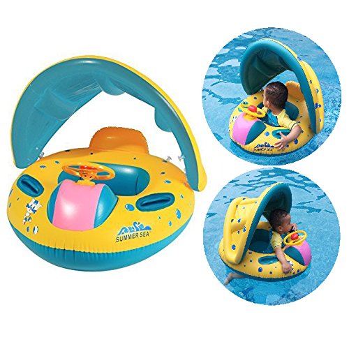 Bouée Bébé Piscine Gonflable - Siège Voiture Avec Volant Et Klaxon - Pour 1 à 5 Ans - Sécurité 2 Chambres à Air